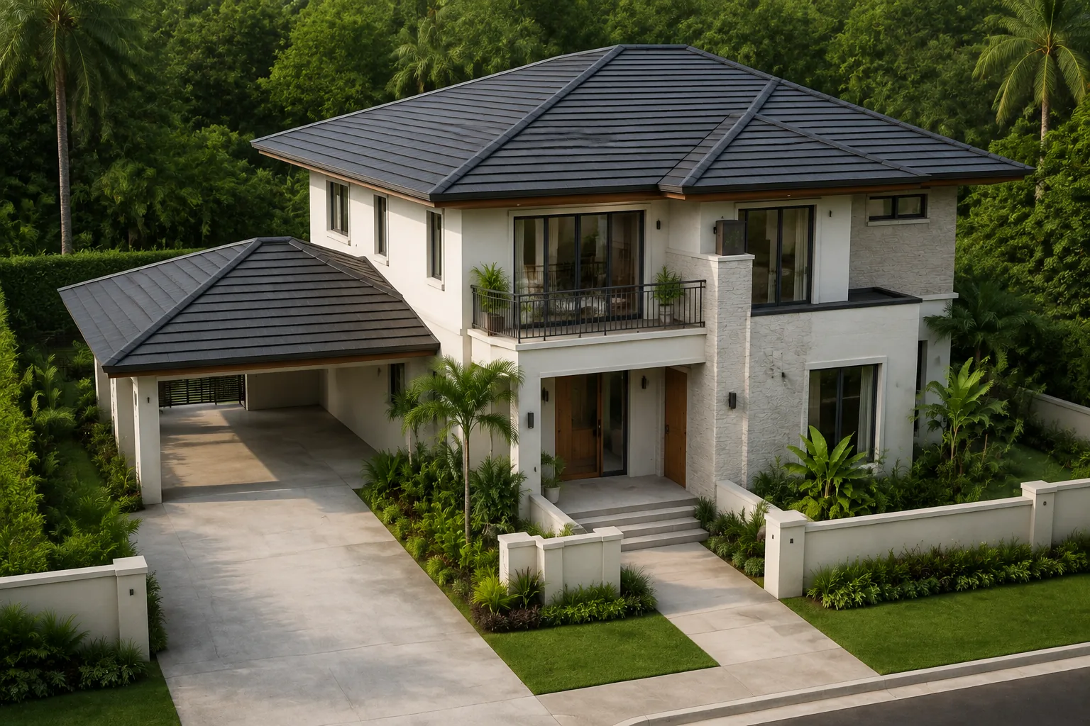 Elevated architectural concept showing a family home and roof design