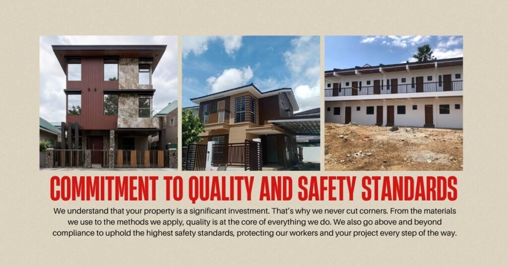 Why Choosing Us (Choosing us for Construction Services) 4 We understand that your property is a significant investment. That’s why we never cut corners. From the materials we use to the methods we apply, quality is at the core of everything we do. We also go above and beyond compliance to uphold the highest safety standards, protecting our workers and your project every step of the way.