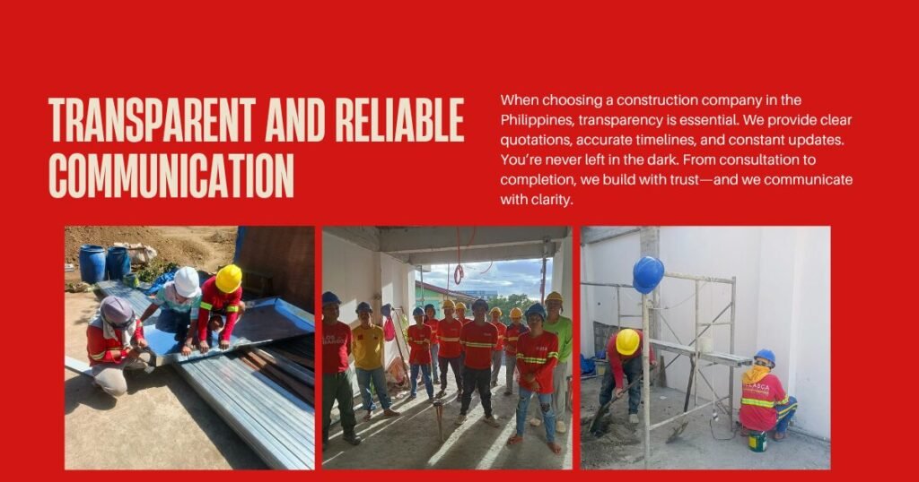Why Choosing Us (Choosing us for Construction Services) 3 When choosing a construction company in the Philippines, transparency is essential. We provide clear quotations, accurate timelines, and constant updates. You’re never left in the dark. From consultation to completion, we build with trust—and we communicate with clarity.