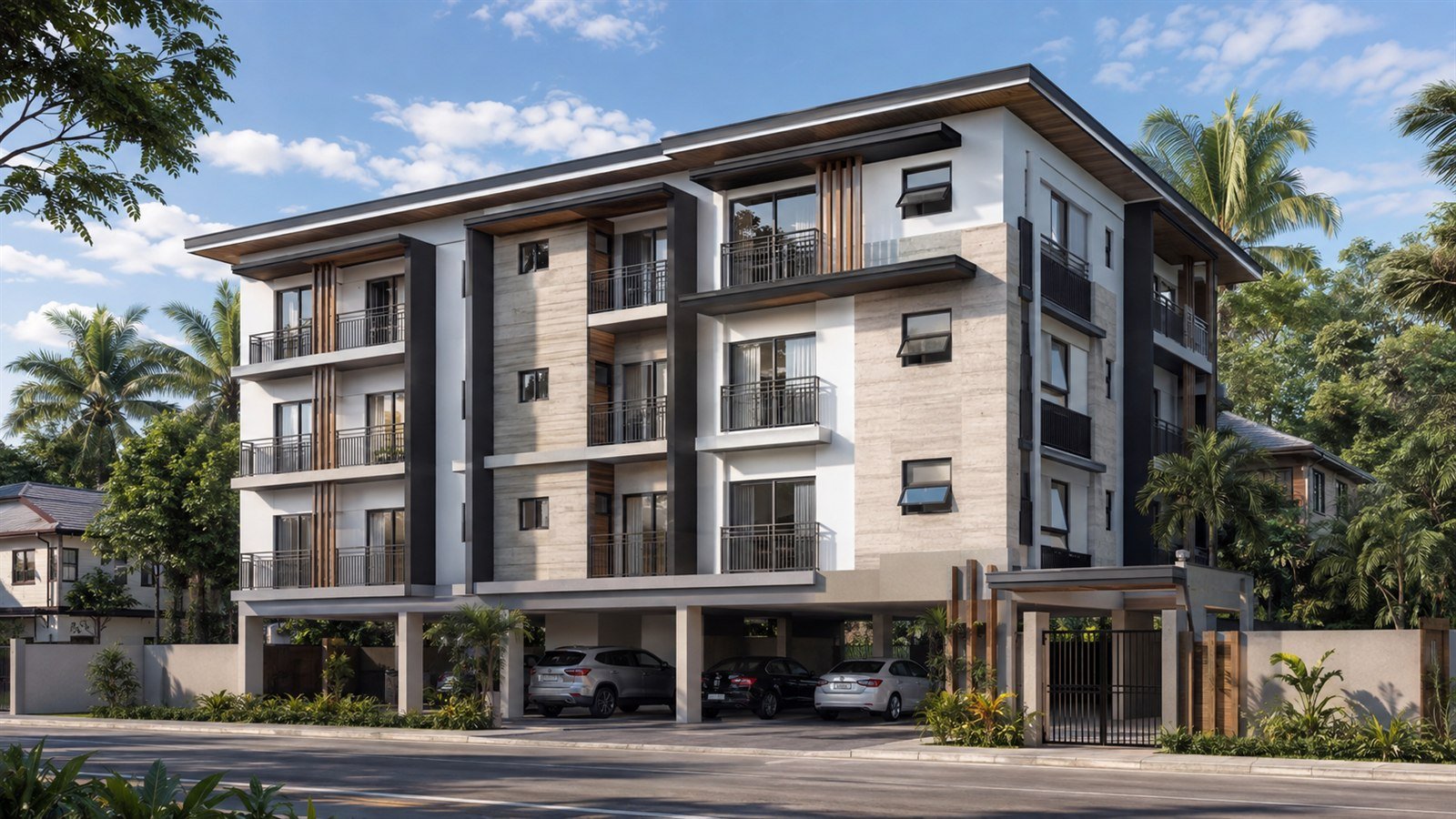 Concept apartment building exterior for construction planning in the Philippines
